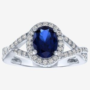 BRAND NEW STERLING SILVER AND BLUE SAPPHIRE RING!!! ON SALE NOW!!!
